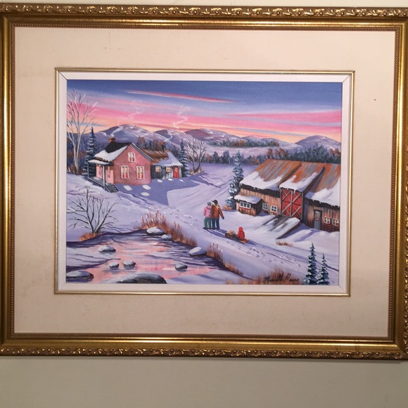 Murielle Hains  signed Oil on Canvas winter scene Painting - Picture 4 of 16